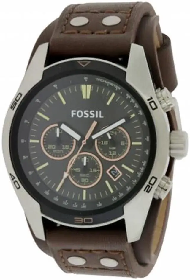 Alt view image 5 of 9 - Fossil Men's Coachman CH2891 Brown Leather Quartz Watch with Black Dial