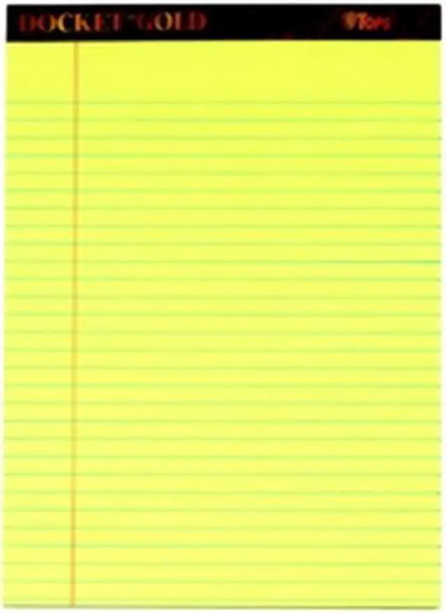Alt view image 7 of 12 - Tops 63956 Docket Ruled Perforated Pads, Gold Legal, 8 1/2 x 11 3/4,Canary, 50 Sheets, 6/Pk