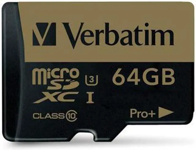 Alt view image 8 of 20 - Verbatim Memory Card microSDXC w/Adapter 64GB BK/GD 44034