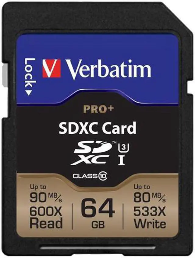 Alt view image 9 of 19 - Verbatim Memory Card SDXC 90MB/s Read Speed 64GB BK/GD 49197