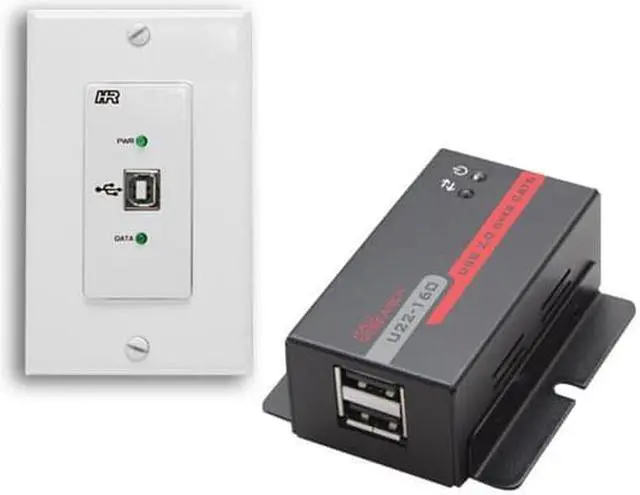 Main image of Hall Research USB 2.0 Over UTP Extender Decora Wall Plate with 2-Port Hub - 1 x Network (RJ-45) - 1 x USB - 164.04 ft Extended Range