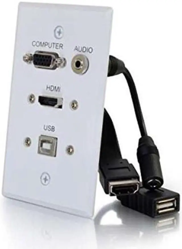Alt view image 6 of 13 - C2G / Cables To Go 39706 HDMI, VGA, 3.5MM Audio and USB Pass Through Single Gang Wall Plate, White
