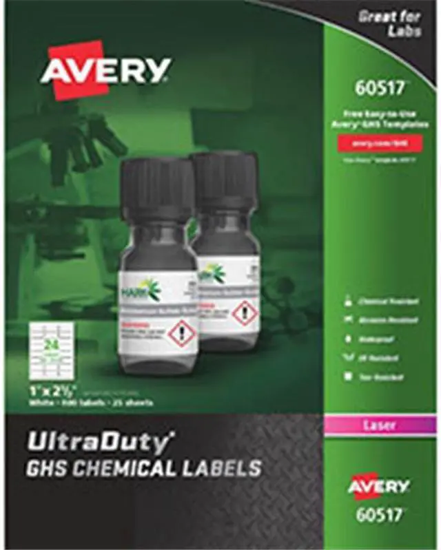 Main image of Avery AVE60517 LABELS,GHS,24UP,LSR,WE, COLOR: WHITE - 60517