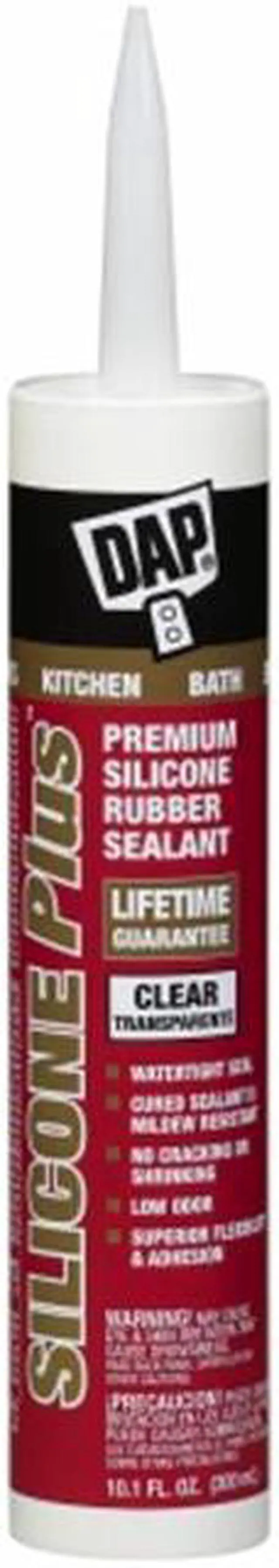 Alt view image 2 of 6 - DAP 8781 Kitchen & Bath Sealant, 10.1 oz, Cartridge, Clear, Silicone Rubber Base