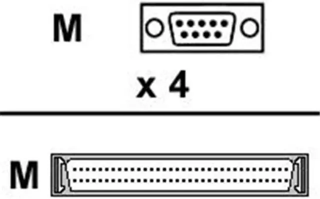 Alt view image 5 of 12 - Digi International Model 76000528 4 ft. 4-Port DB9M DTE Fan-Out Cable Male to Male