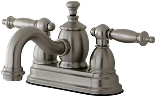 Main image of Kingston Brass KS7108TL 4 in. Centerset Lavatory Faucet with Heritage Spout & Metal Lever Handle, Satin Nickel
