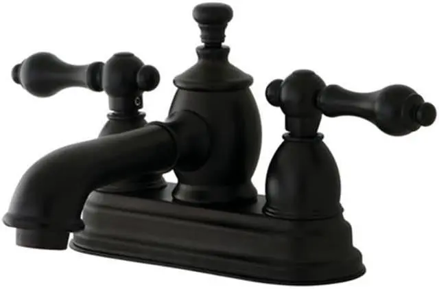 Main image of Kingston Brass KS7005AL 4 in. Centerset Lavatory Faucet with Heritage Spout & Metal Lever Handle, Oil Rubbed Bronze