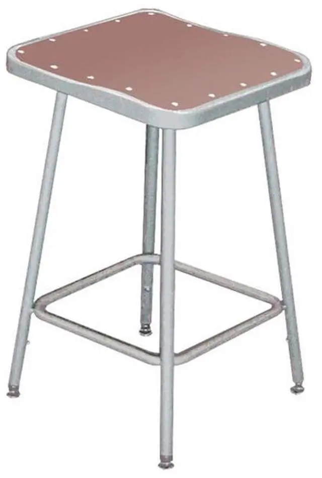 Alt view image 2 of 4 - NPS 6318 6300 Series Heavy Duty Square Seat Steel Stool - Backless - Supports Up to 500 lb - 17.5" Seat Height - Brown Seat, Gray Base