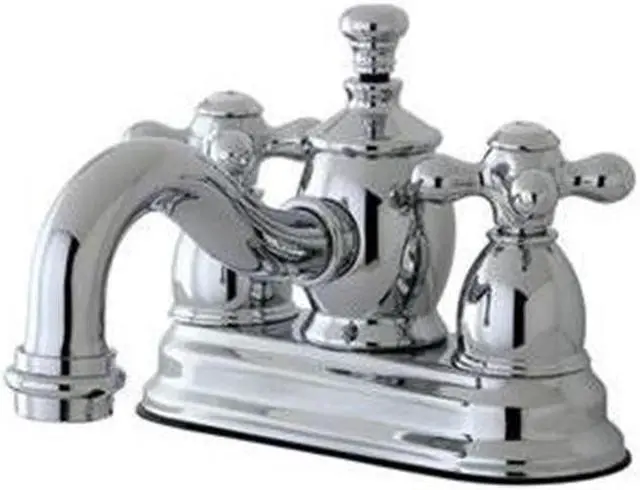 Main image of Kingston Brass KS7102BX 4 in. Centerset Lavatory Faucet with Heritage Spout & Metal Cross Handle, Polished Brass