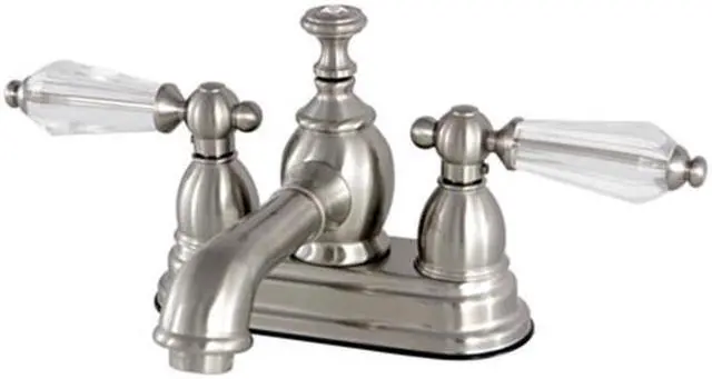 Main image of Kingston Brass KS7008WLL 4 in. Centerset Lavatory Faucet with Brass Pop-Up, Satin Nickel