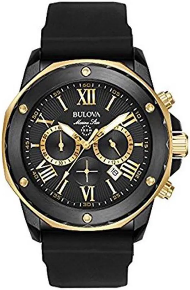 Alt view image 2 of 10 - Bulova Marine Star Chronograph Mens Gold Plated Stainless Steel Watch 98B278