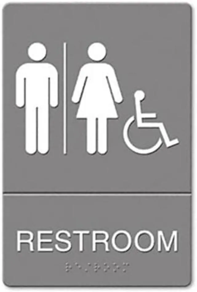 Alt view image 2 of 3 - Headline Sign ADA Sign Restroom/Wheelchair Accessible Tactile Symbol Molded