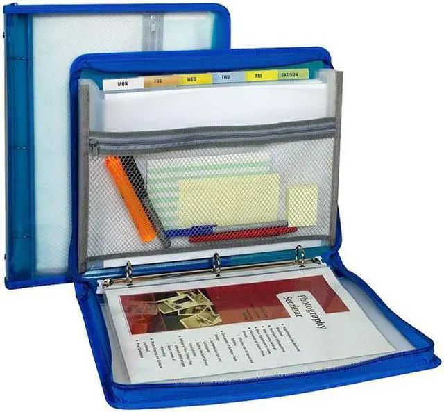 Alt view image 2 of 20 - C-Line Zippered Binder with Expanding File 10.88" x 1.5" Bright Blue 48115