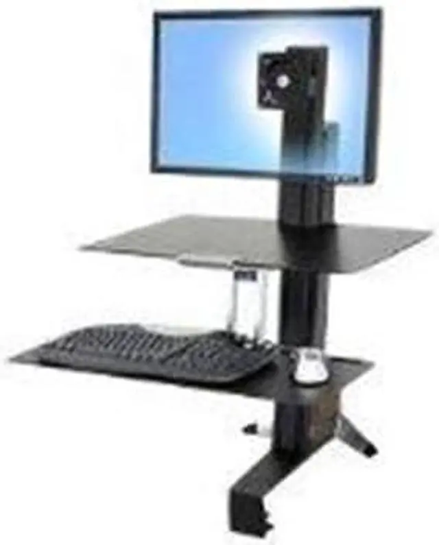 Alt view image 8 of 20 - Ergotron WorkFit-S Sit-Stand Workstation w/Worksurface LCD HD Monitor Aluminum