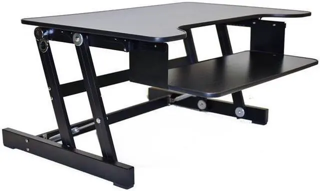 Main image of Basic Height Adjustable Stand Up Desk Riser  32"W  Pull-Out Keyboard Tray  Black - R ADRB