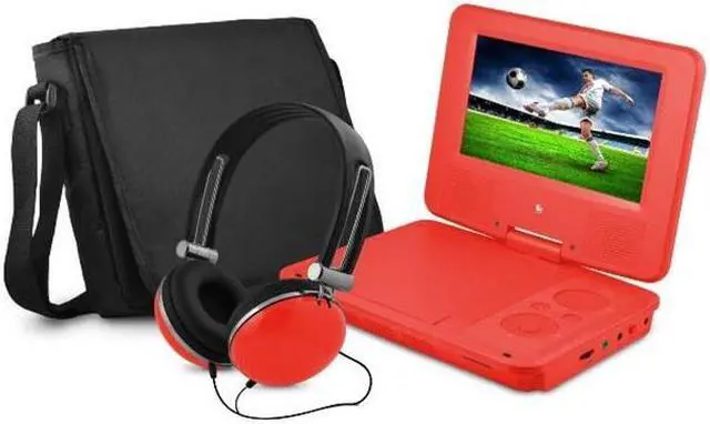 Alt view image 11 of 19 - Ematic EPD707RD 7-Inch Portable DVD Player with Matching Headphones and Bag (Red)