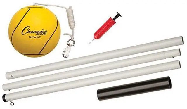 Main image of Champion Sports CG207 Deluxe Tetherball Tournament Set - Ball/24" Telescopic Poles/102" Cord/Carry Case/Pump/Needle