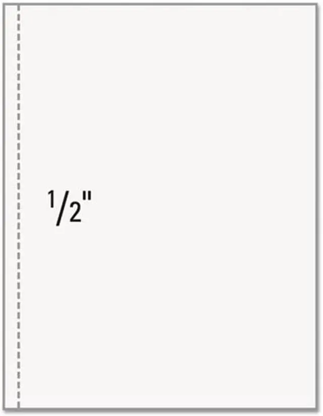 Main image of 8-1/2'' x 11" Laser Cut Sheet, 20# White Stock, 1 Vertical Perforation 1/2" from Left (Carton of 2500)