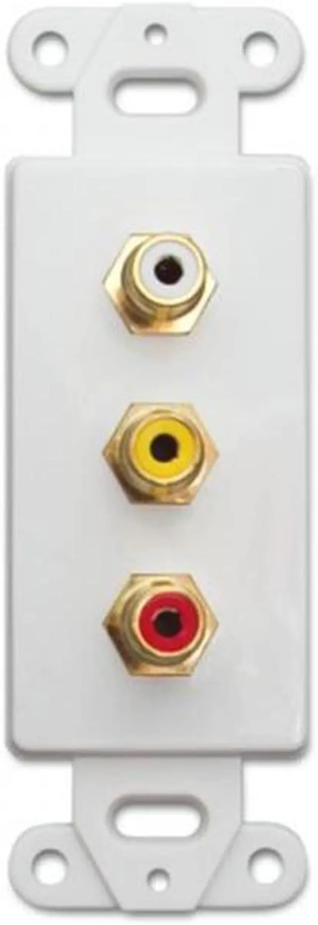 Alt view image 3 of 4 - Cable Wholesale Decora Wall Plate Insert White 3 RCA Couplers (Red / White / Yellow), RCA Female