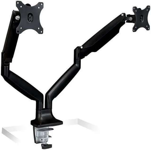 Alt view image 4 of 20 - Mount-It! Height Adjustable Dual Monitor Desk Mount Arms for 13" to 32" Monitors Black (MI-1772-BLACK)