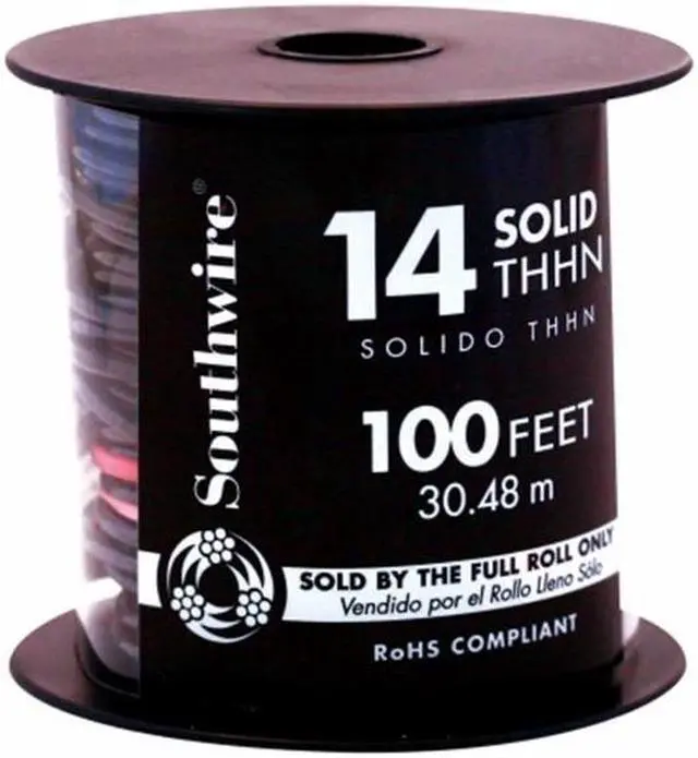 Alt view image 2 of 3 - SOUTHWIRE 11579084 Building Wire,THHN,14 AWG,Black,100ft