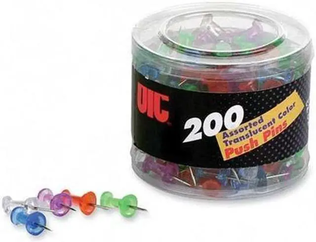 Alt view image 3 of 4 - Officemate International Corp 35710 Officemate International Corp 35710 Push Pins Assorted Translucent Colors 200 Co