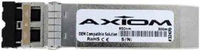 Main image of Axiom SFP+ Transceiver Modules are certified 100% compliant in all OEM applications. They are pre-configured with an application specific code to meet the requirement set forth by the router and switch OEMs. Axiom compatible transceivers pe
