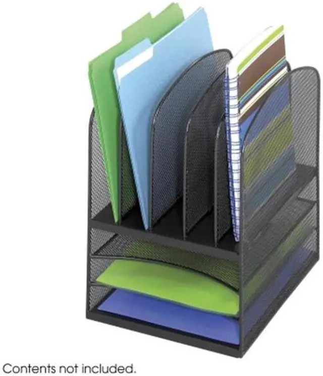 Alt view image 3 of 6 - Onyx Mesh Desk Organizer, Eight Sections, 11 1/2 X 9 1/2 X 13, Black