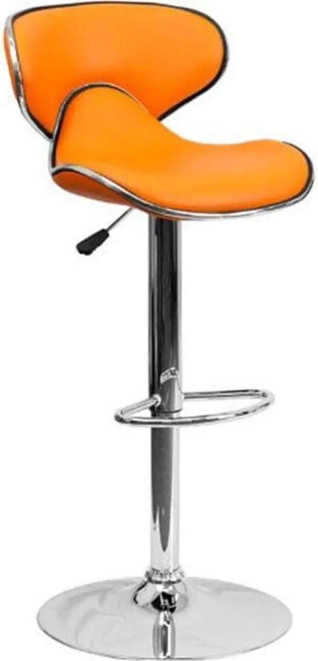 Alt view image 2 of 20 - Contemporary Cozy Mid-Back Brown Vinyl Adjustable Height Barstool with Chrome Base