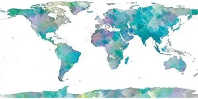 Main image of Sun Dance Graphics PDX9387SMALL World Map Watercolor Poster Print by Sundance Studio, 10 x 20 - Small