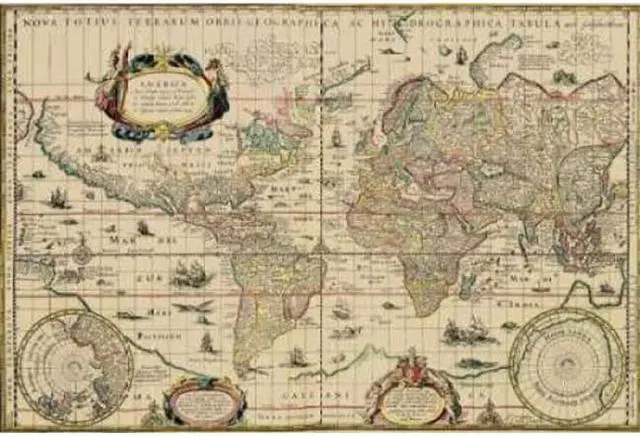 Main image of Classic Collections PDXCC3070LARGE Explorers World 1630 Blau Poster Print by Willem Jansz, 24 x 36 - Large
