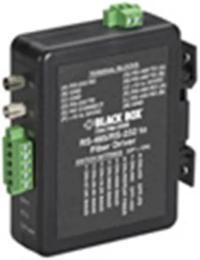 Alt view image 2 of 4 - Black Box Industrial DIN Rail RS-232/RS-422/RS-485 to Fiber Driver