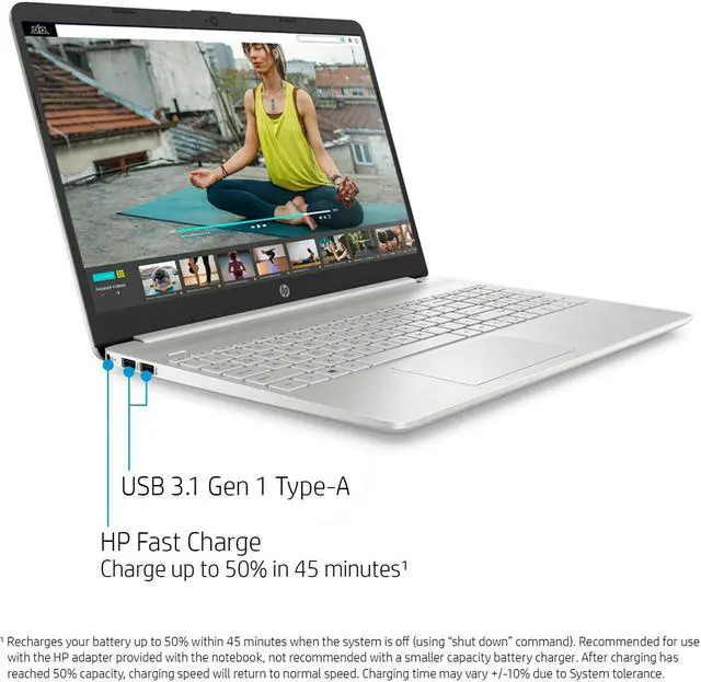 Alt view image 3 of 14 - NEW HP Notebook 15.6"  FHD Intel i3-1005G1 (up to 3.4GHz) 256GB SSD 8GB RAM Webcam+Mic Windows 10 15-DY1031WM