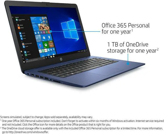 Alt view image 6 of 17 - NEW HP Stream 14" Dual Core Intel® Celeron® N4000 (up to 2.6 GHz) 64GB SSD 4GB RAM Windows 10S Royal Blue Included Microsoft Office 365 1 Year 14-cb171wm
Webcam + Microphone
