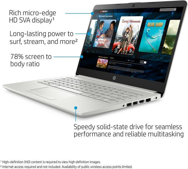 Alt view image 5 of 6 - NEW HP 14" HD laptop AMD Ryzen 3 (up to 3.5GHz) 128GB SSD 4GB RAM Microphone Webcam Windows 10 Silver - 14-DK1022WM