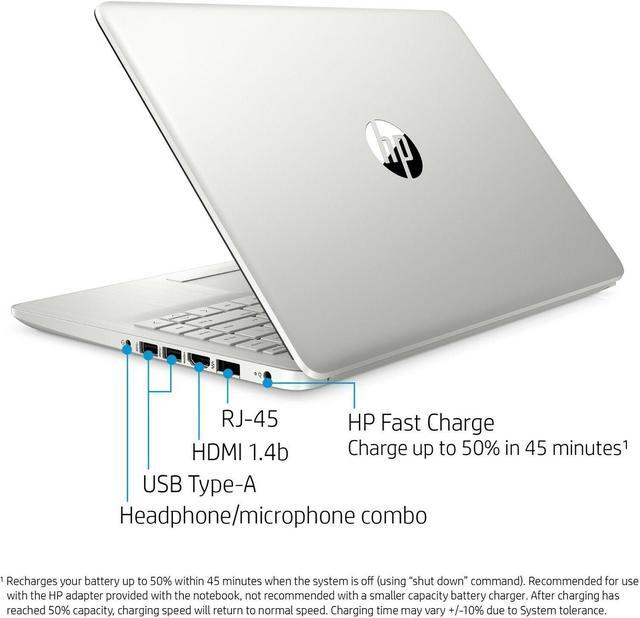 Alt view image 4 of 6 - NEW HP 14" HD laptop AMD Ryzen 3 (up to 3.5GHz) 128GB SSD 4GB RAM Microphone Webcam Windows 10 Silver - 14-DK1022WM