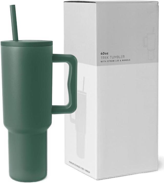 Simple Modern Tumbler with Handle and Straw Lid Insulated Reusable  Stainless Steel Water Bottle Travel Mug Cupholder 40oz Green 