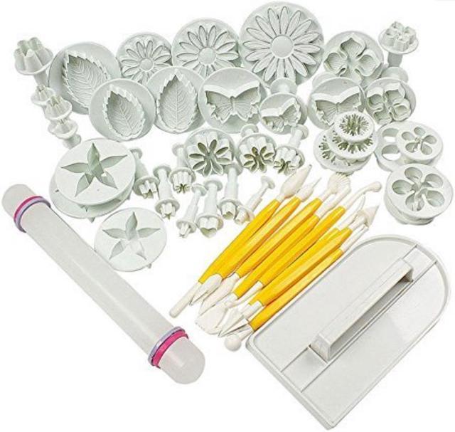 46pcs DIY Cake Decoration Mold Fondant Mould Tool Set Marzipan Icing Flower  Modelling Tool Kit Baking Cutter Sugarcoat Trowel Knife Decorating Scissors  Piping for Christmas Party Wedding 
