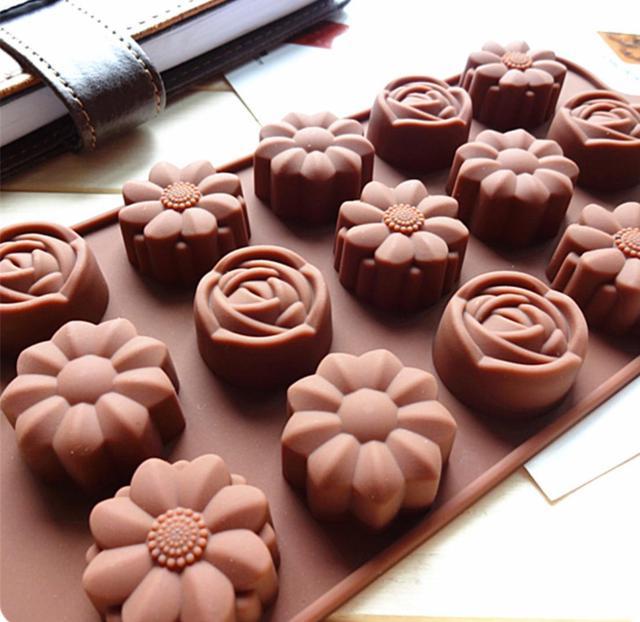 Silicone Chocolate Molds Flowers Shape Cake Candy Mould Jelly Ice Tray  Candy Molds, Chocolate Molds, Silicone Molds, Soap Molds, Silicone Baking  Molds 