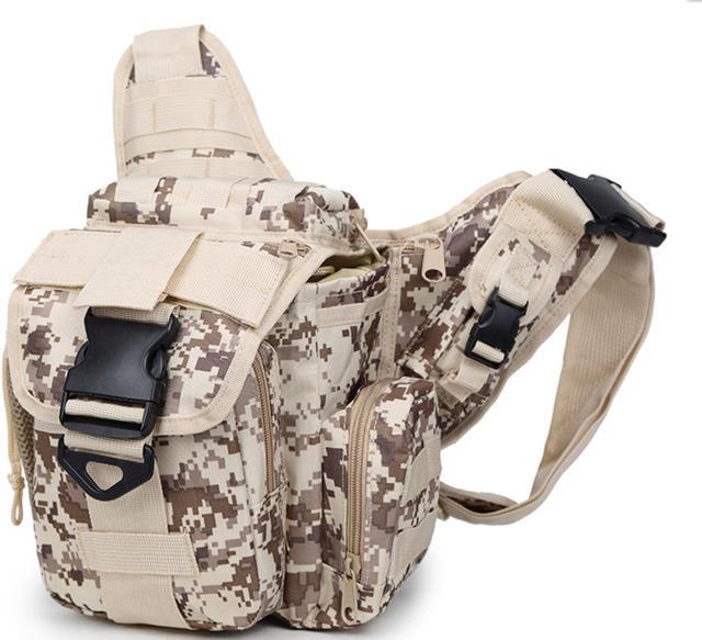 Outdoor tactical chest bag, men's multi-functional military camouflage  cycling cross-body bag, one-shoulder backpack