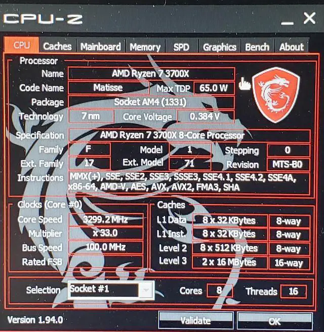 Alt view image 4 of 9 - AMD RYZEN 7 3700X 8-Core 3.6 GHz (4.4 GHz Max Boost) Socket AM4 65W 100-100000071BOX Desktop Processor