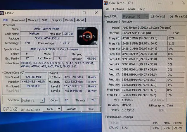 Alt view image 4 of 10 - AMD RYZEN 9 3900X 12-Core AM4 105W 100-000000023 Desktop TRAY OEM CPU NO COOLER