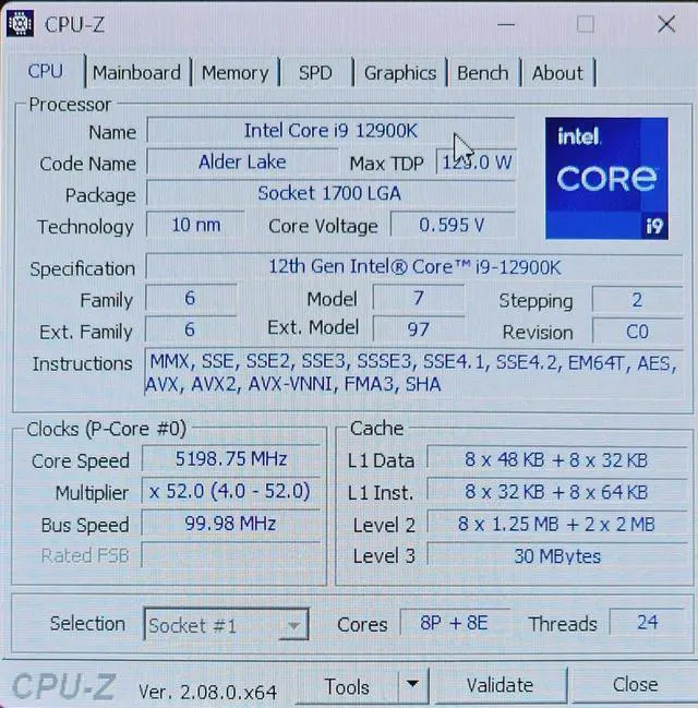 Alt view image 2 of 10 - Intel Core i9-12900K - Core i9 12th Gen Alder Lake 16-Core (8P+8E) 3.2 GHz LGA 1700 125W Intel UHD Graphics 770 Desktop Processor BX8071512900K CPU ONLY! NITHING ELSE!