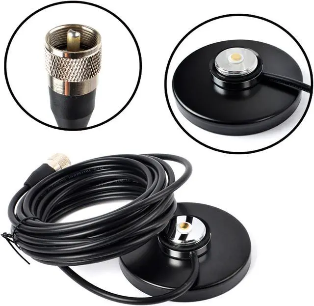 Alt view image 7 of 7 - HYS 90mm NMO Mount Magnetic Base for Car Bus Taxi Mobile Radio Antenna W/5M(16.4ft) RG58 Coaxial Cable PL-259 Plug