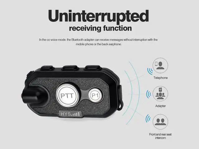 Alt view image 3 of 7 - HYS Motorcycle Bluetooth Motorbike Helmet Waterproof Headset Wireless Dongle for BaoFeng/Kenwood/WouXun/PuXing Walkie Talkie