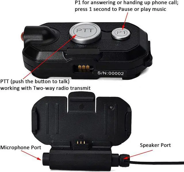 Alt view image 2 of 7 - HYS Motorcycle Bluetooth Motorbike Helmet Waterproof Headset Wireless Dongle for BaoFeng/Kenwood/WouXun/PuXing Walkie Talkie