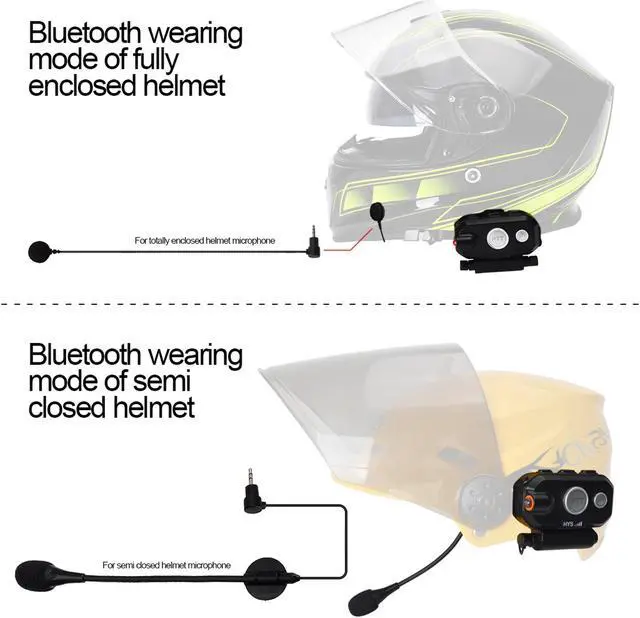 Alt view image 5 of 7 - HYS Motorcycle Bluetooth Motorbike Helmet Waterproof Headset Wireless Dongle for BaoFeng/Kenwood/WouXun/PuXing Walkie Talkie