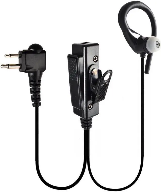 Alt view image 4 of 7 - HYS 2 Pin C Shape Earpiece PTT Mic Headset Headphone for Motorola Handheld Radio CLS1110 CLS1410 CLS1413 CP200 CP040