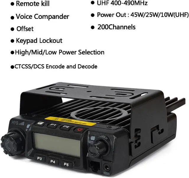 Alt view image 4 of 6 - Car Two-Way Radio Station 200CH 45W High Power UHF Mobile Radio Car Radio Ham Mobile Radio Transceiver Radio Scanner