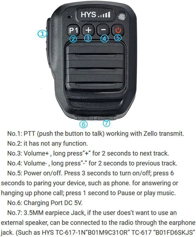 Alt view image 2 of 7 - Wireless Bluetooth Speaker Mic Shoulder Microphone With Wireless Bluetooth Earpiece Headset Earpiece for Android Zello KODIAK